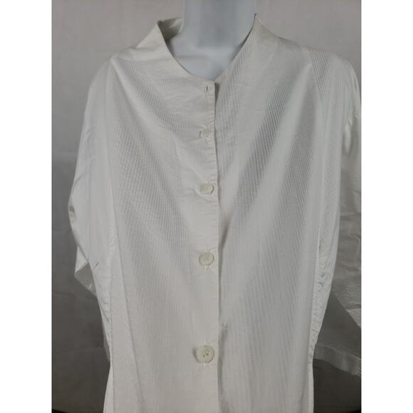 EUC Spirithouse white Button Down Top Size S/M Cotton Blend Long Sleeve Striped - Picture 3 of 8